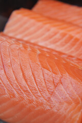 Fresh salmon fillets ready for cooking and serving