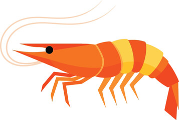 Stylized orange shrimp illustration with yellow bands