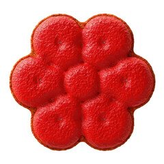 Crimson Delight: A tantalizing close-up of a vibrant, flower-shaped dessert, showcasing its irresistible texture and inviting appearance.