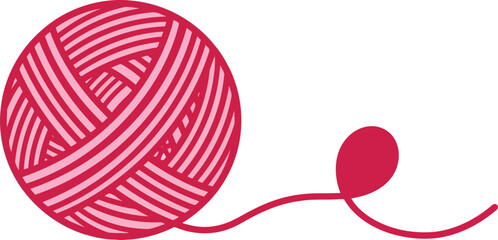 Pink yarn ball with unraveling thread icon