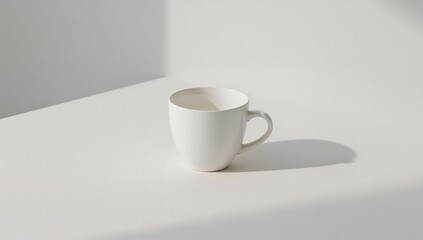 Elegant White Mug Still Life With Delicate Shadow