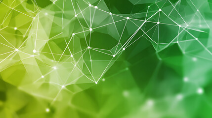 Abstract geometric network connections glowing green lines