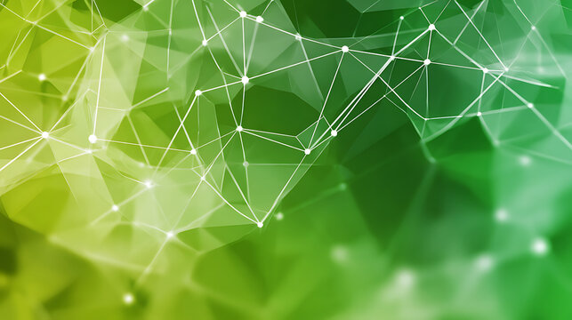 Abstract geometric network connections glowing green lines