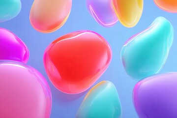 Abstract 3D Liquid Shapes with Gradient Colors on Blue