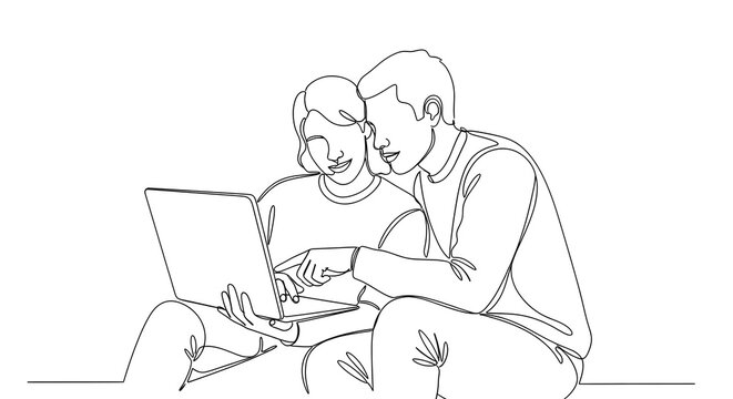 Young Adults Using Laptop Sitting Close Together in Casual Setting - Powered by Adobe