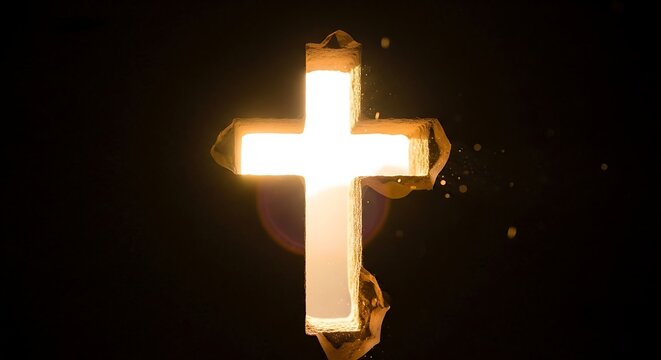 Light-Filled Cross on Dark Background