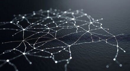 Futuristic visualization of an abstract glowing network representing artificial intelligence, data connections, and neural pathways
