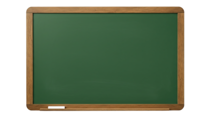 Traditional Green Chalkboard with Light Wooden Frame on Transparent Background