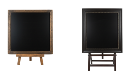 Framed Standing Blackboard with Decorative Border on Transparent Background