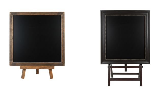 Framed Standing Blackboard with Decorative Border on Transparent Background