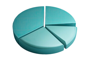 Shiny turquoise pie chart with unequal, separated sections