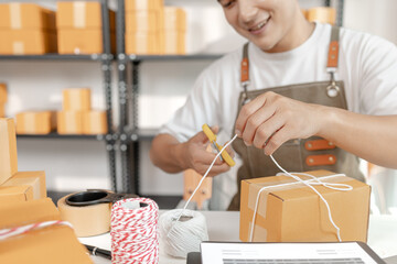 Ecommerce startup demonstrating modern online business model, combining packaging, logistics, and digital retail strategies to empower small business growth in global trade.