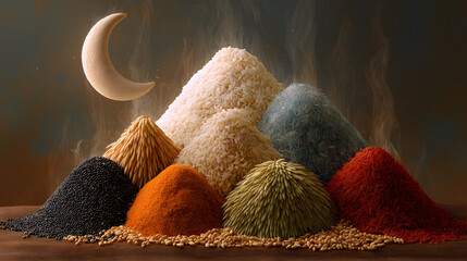 "Five Grains Worship Heaven - Pray for New Life", Xia-Shang-Zhou Miao Migration, Grain Sacrifice, Phoenix Crescent Moon Rebirth