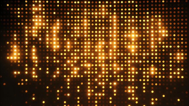 Abstract pixelated led wall of blinking yellow lights
background or a visual effect in clubs and events. Golden disco lights wallpaper