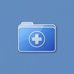 Fototapeta premium Add new folder icon with plus sign on blue file folder graphic