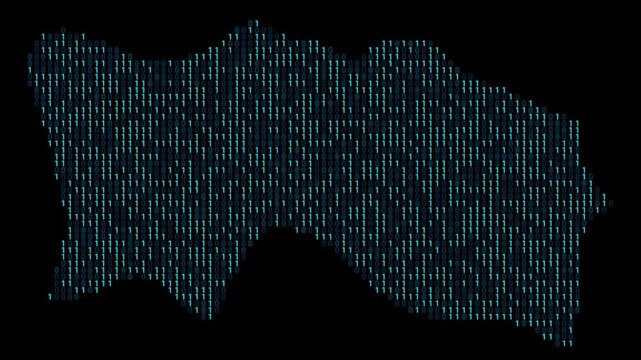 Jersey Binary code map animation, Digital data visualization, alpha layer