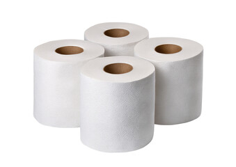 Three rolls of toilet paper isolated on transparent background