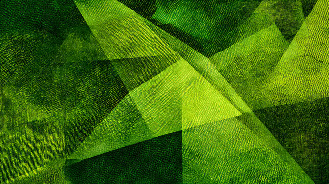 Emerald geometric abstract with textured layers green lime