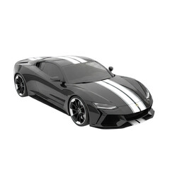 Sleek Dark Gray Modern Sports Car With White Racing Stripes Isolated On Transparent Background Dynamic Automotive Design