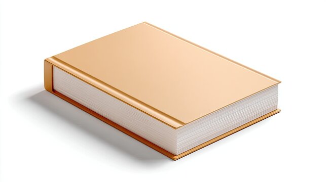 Elegant gold book with glossy cover placed on white background ideal for showcasing creativity, knowledge, inspiration, and education in various contexts