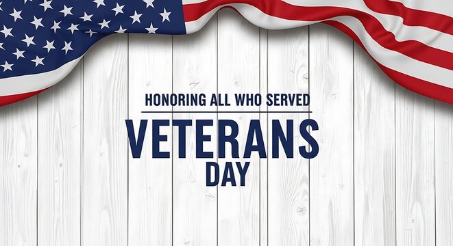 Honoring all who served veterans day message with american flag overlay - Powered by Adobe