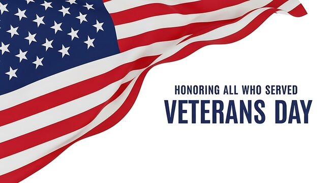 American flag waving, honoring all who served veterans day concept