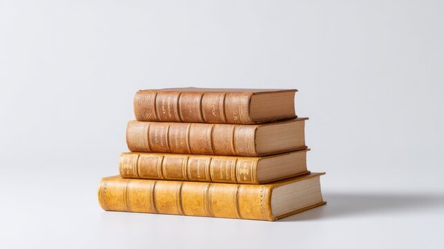 Elegant Stacked Vintage Books on a Neutral Background Perfect for Education, Literature, Learning, or Library Themes in Stock Photography Projects