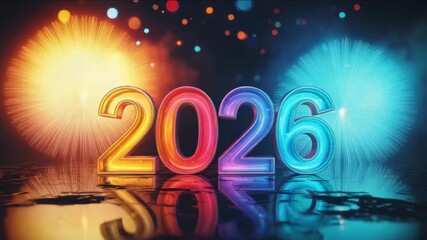 Celebrate 2026 new year with exciting fireworks display and shimmering reflections for festive cheer - Powered by Adobe
