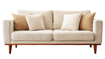 Cream couch with beige pillows