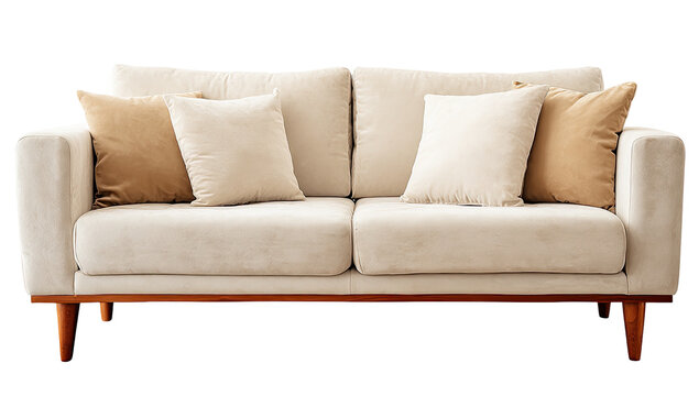 Cream couch with beige pillows