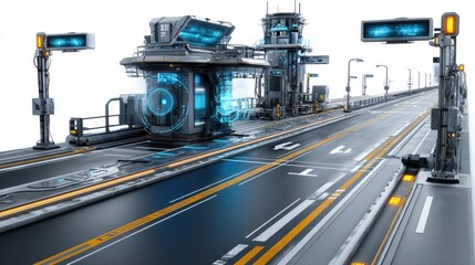 Futuristic Transport Terminal: A sleek, modern transportation terminal, featuring advanced technology and illuminated displays, sets the stage for efficient and high-tech transport.