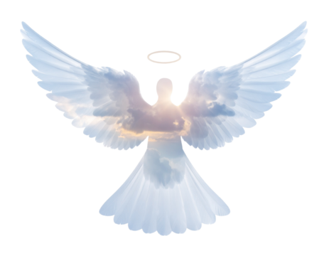 Celestial Dove Cloud Silhouette with Soft Sky Glow - Powered by Adobe