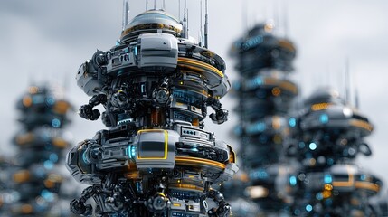 Futuristic City Structure: A striking architectural marvel of a modern city, featuring towering, intricate structures with sleek lines, advanced technology, and a visionary design.