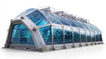 Modern Architectural Marvel: A captivating view of a sleek, contemporary structure with its elegant lines and glass facade that invites to the imagination of science and progress.