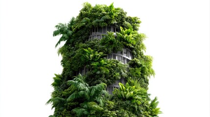 Eco-Friendly Skyscraper: An architectural marvel seamlessly integrates nature and structure, as lush greenery cascades down a skyscraper's facade, creating an urban oasis
