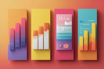 Colorful Bar Charts and Data Visualization Graphics for Business