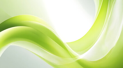 Flowing green abstract curves with soft light and delicate lines background lime