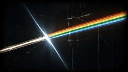 Light refraction event captured laboratory science illustration dark environment close-up view spectrum exploration