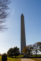 A sunny autumn day in Washington, DC. The White House stands amid autumn trees. The US government  shut down. Memorial Day in capital of USA.