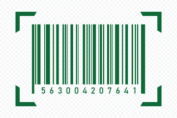 Barcode icon. Barcode Icon with Long Numerical Sequence.  Universal code for scanning a product or item. eps 10