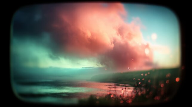 Captivating seascape at dusk tranquil coastline digital art atmospheric panoramic view dreamy reflections