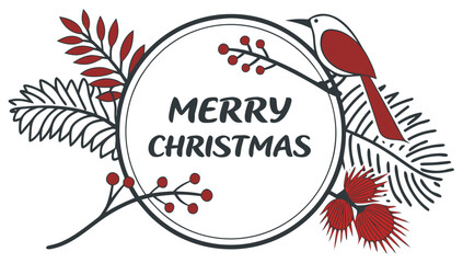Obraz premium Merry Christmas Native Floral Border Vector Illustration, 