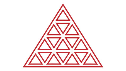 Geometric Triangle Pattern Design Element Vector, A bold geometric pattern made up of red outlined triangles arranged within a larger triangular shape