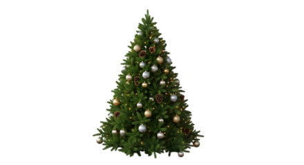 A beautifully decorated christmas tree with golden ornaments and lights against a black background