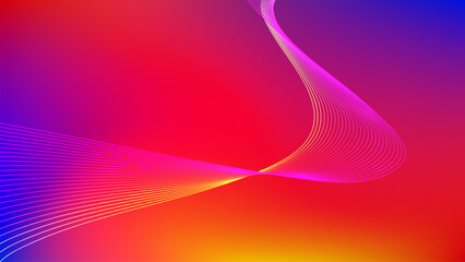 wavy lines with red blue and yellow gradient mesh abstract background 