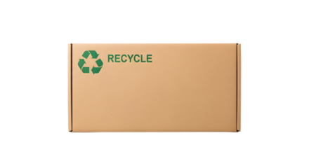 Cardboard box urging environmental responsibility