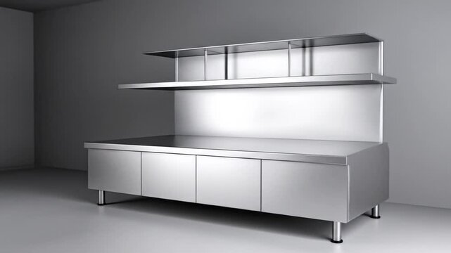 Stainless steel commercial kitchen counter.