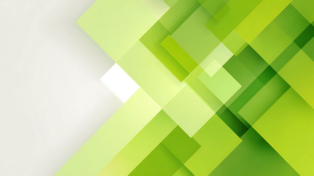 Geometric shapes overlapping in various shades of green and white abstract background