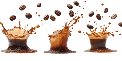M A 6 Triple Coffee Splash Extravaganza Three Coffee Splashes on Transparent Background