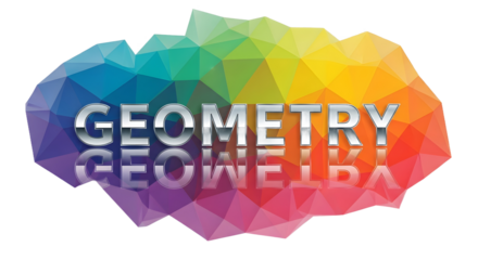 Faceted colorful geometry sign and reflection